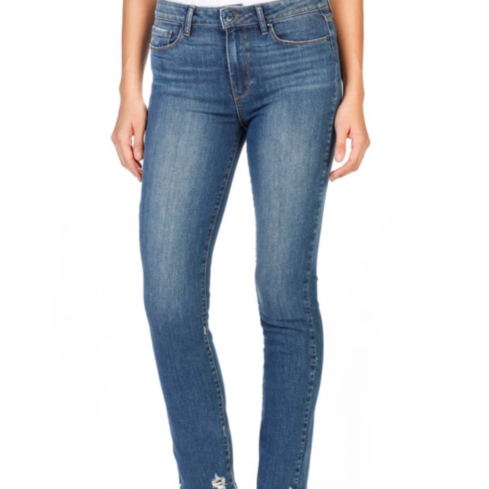 Paige Julia Lightly Distressed High-Rise Skinny Jeans, Size 28